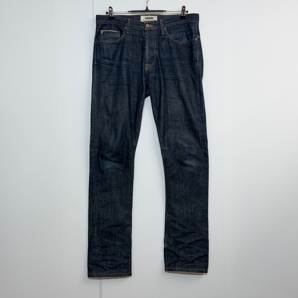 Baldwin Selvedge Jeans Mens 34X35 Blue 77 The Drop Yoke Straight Kurabo USA
